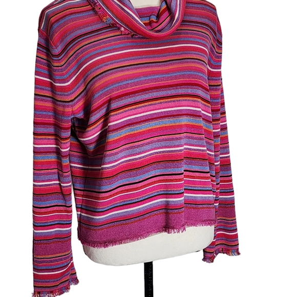 Sigrid Olsen Sport. Silk Blend, Multi Color, Striped Sweater. PL - Picture 3 of 10